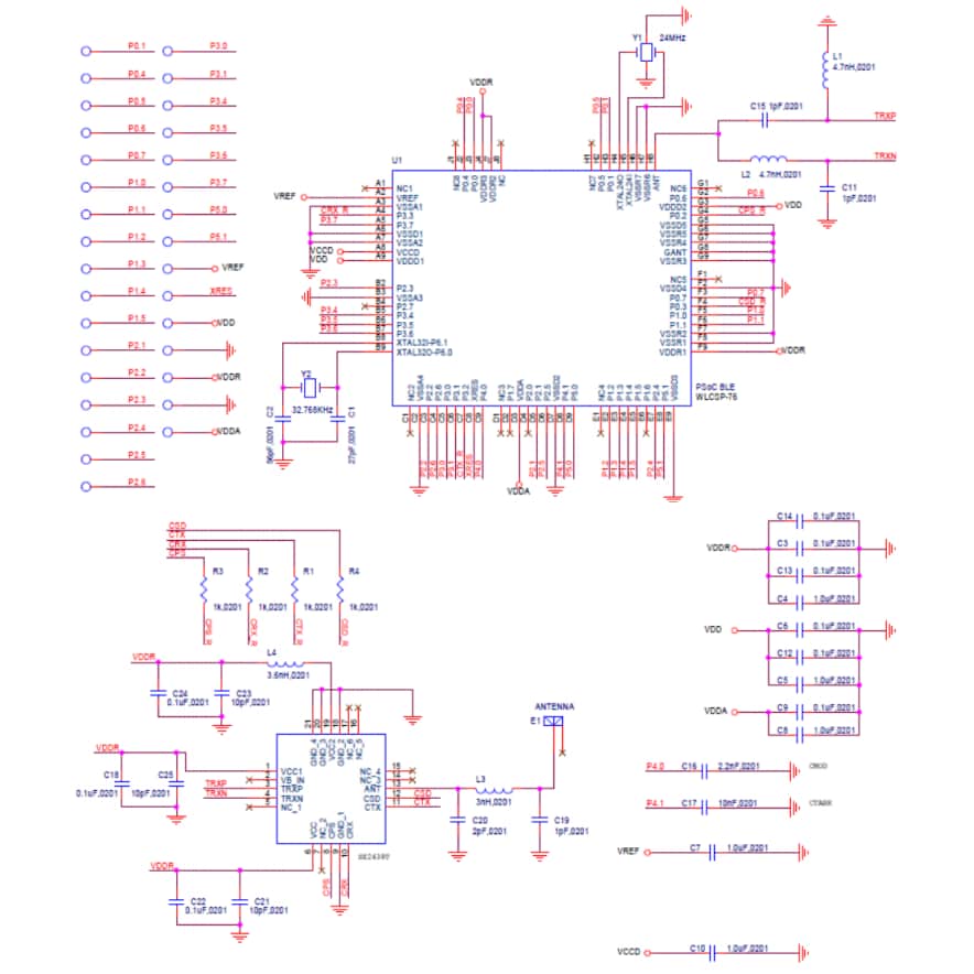 Schaltplan - Infineon Technologies CYBLE-224116-01 PSoC®-4-BLE-Modul